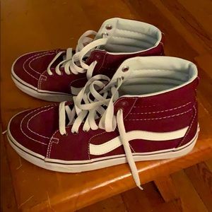 size 8 maroon high top vans in great condition!